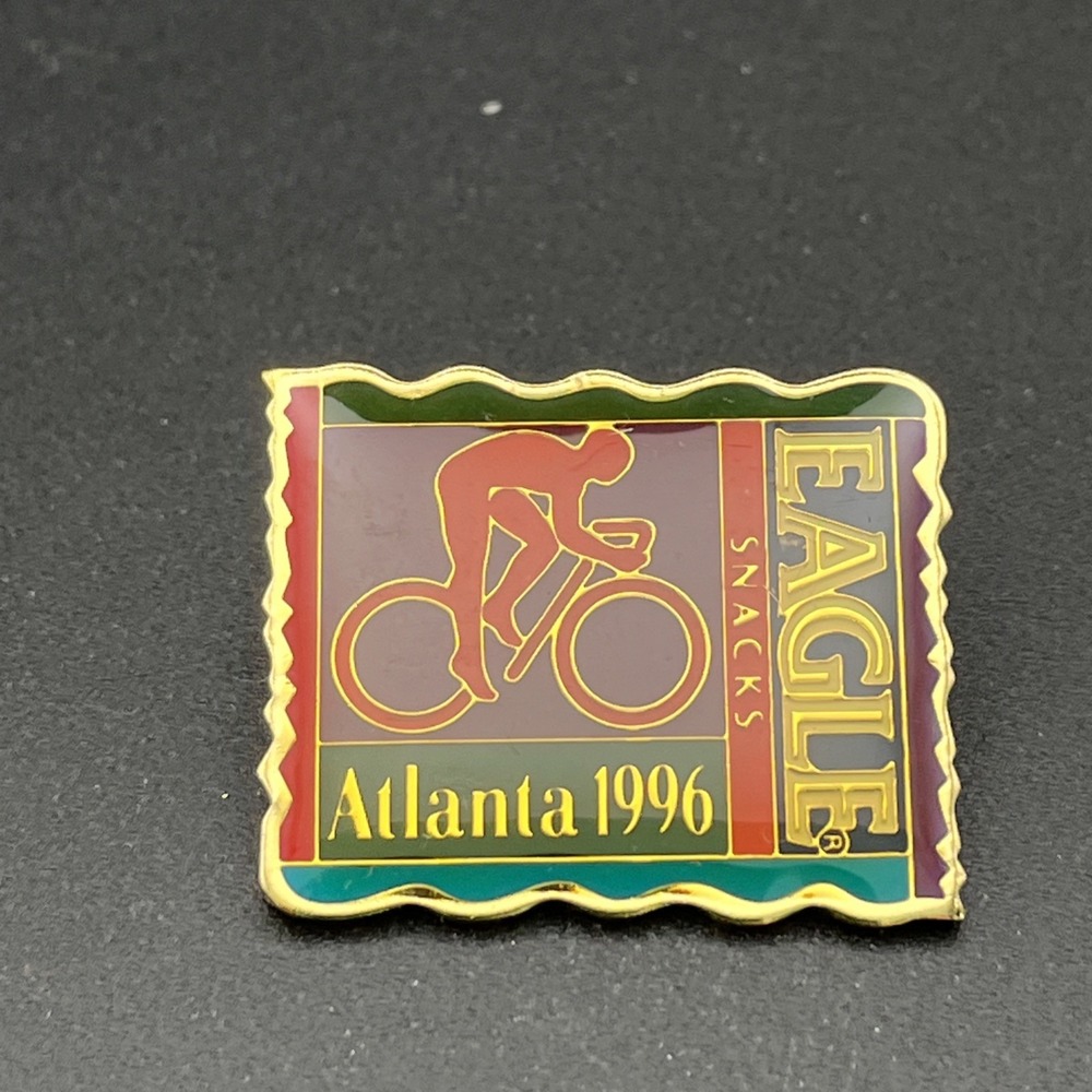 Vintage 1996 Atlanta Olympic Games Eagle Snacks Cycling Lapel Hat‎ Pin